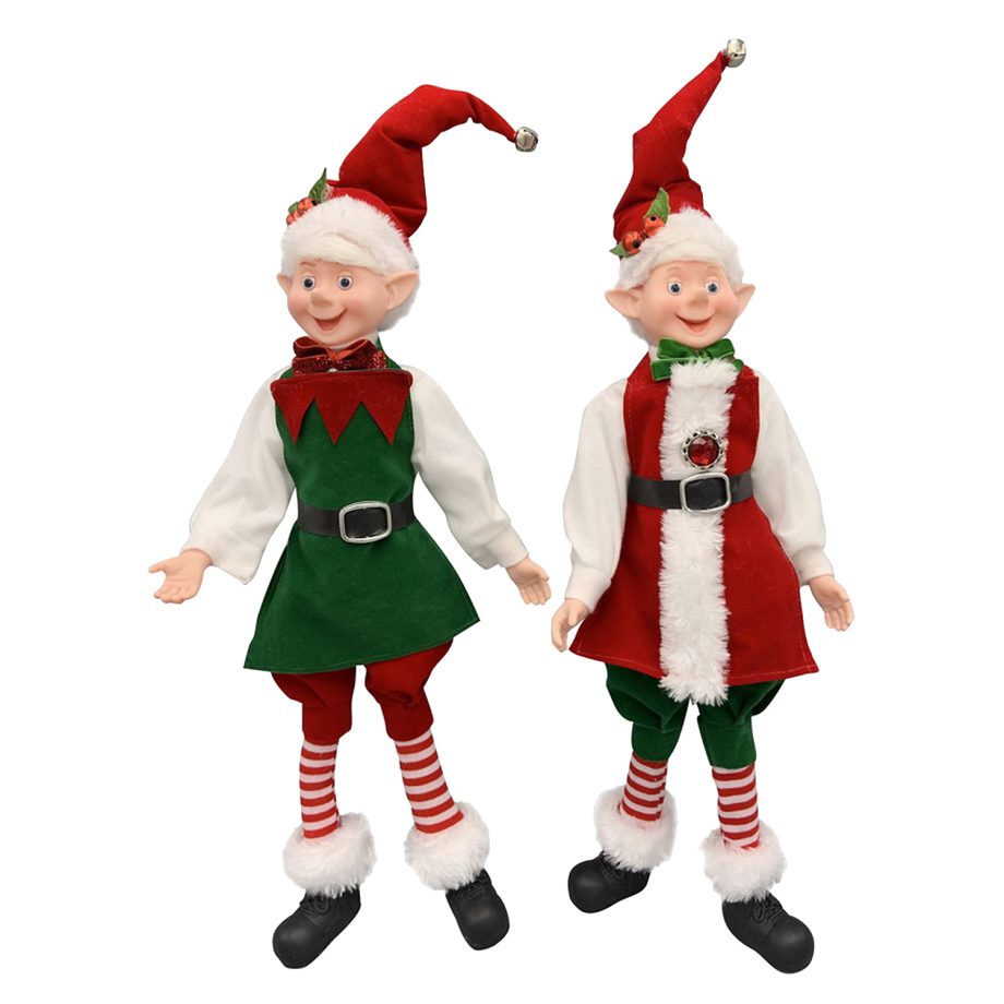 ELF BOY POSABLE 18" BOY RED/ GREEN TRADITIONAL OUTFIT 2 ASST.