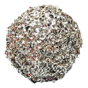 BALL METAL WIRE/ YARN 120MM CHAMPAGNE SEQUIN & GLITTER