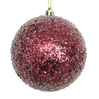 BALL FROSTED BEAD & GLITTER 100MM BOYSENBERRY
