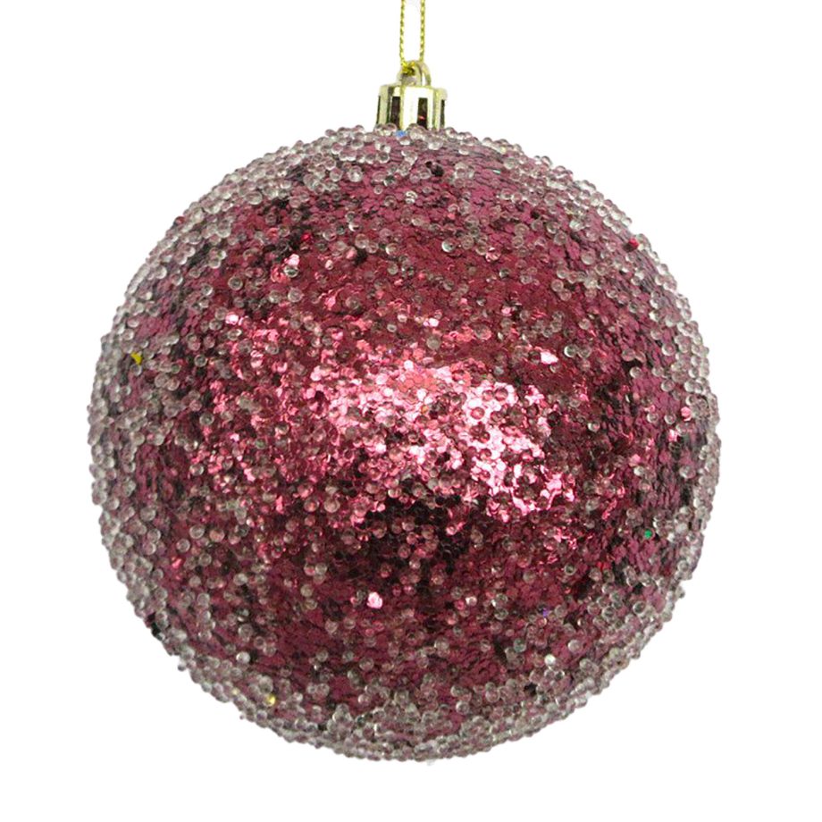BALL FROSTED BEAD & GLITTER 100MM BOYSENBERRY