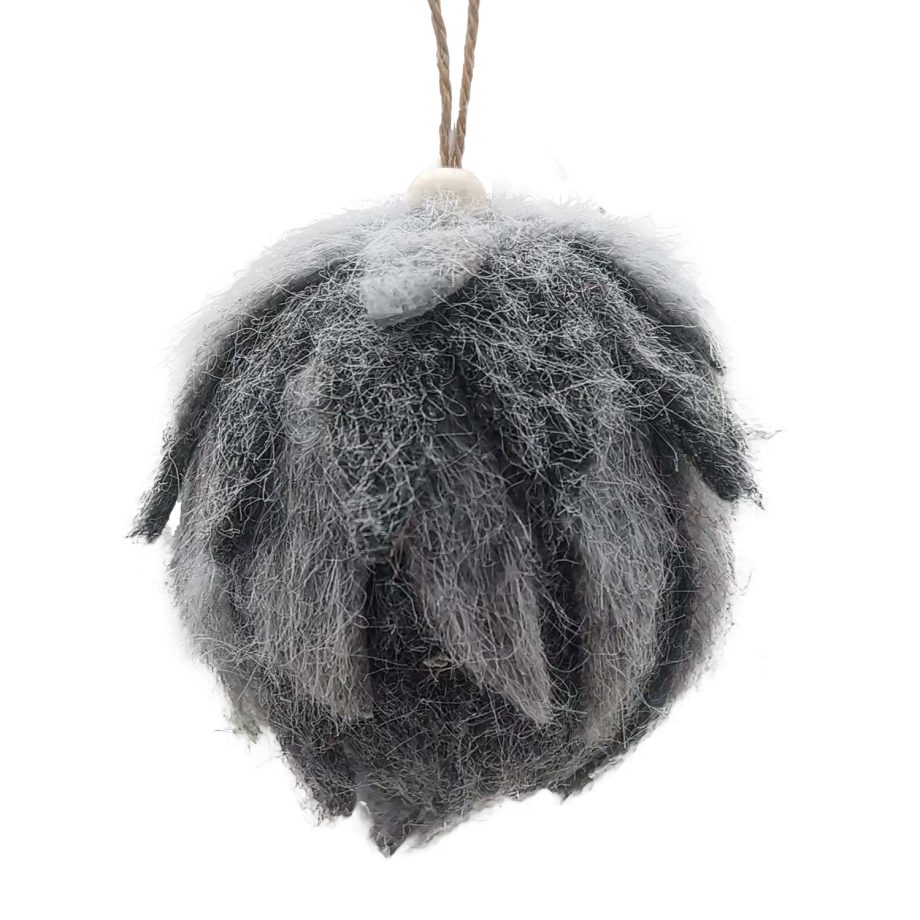 BALL FABRIC FELT 3" GRAY FROSTED LOOKED