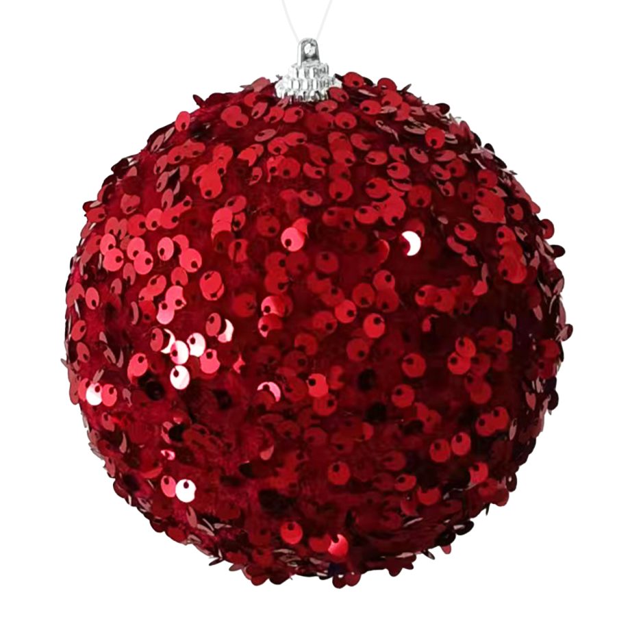 BALL FABRIC SEQUIN 120MM  BURGUNDY