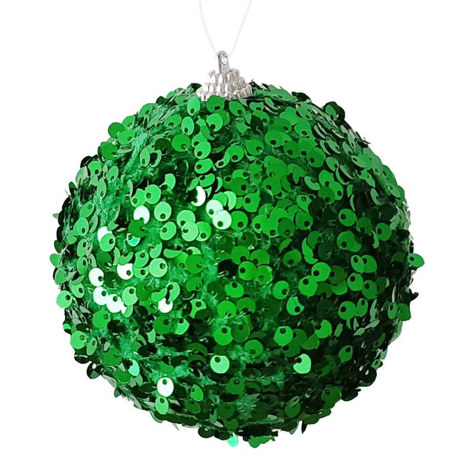 BALL FABRIC SEQUIN 100MM GREEN