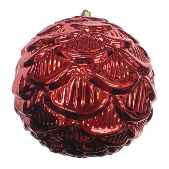 BALL PINECONE LOOK 100MM SHINY RED