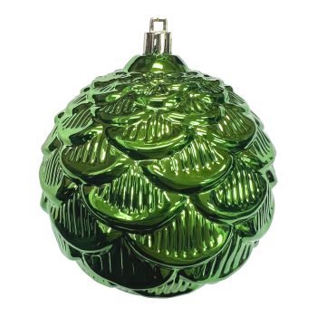 BALL PINECONE LOOK 100MM SHINY GREEN