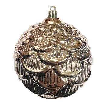 BALL PINECONE LOOK 100MM SHINY ROSE GOLD