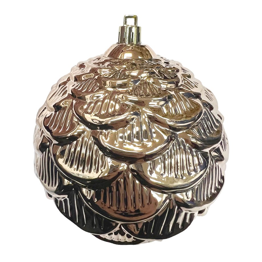 BALL PINECONE LOOK 100MM SHINY ROSE GOLD