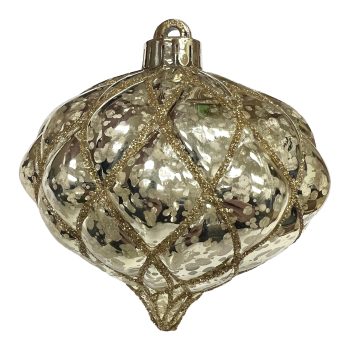 ORN. ONION 4.5" SHINY GOLD DIAMOND PT. W/ GOLD GLTR.