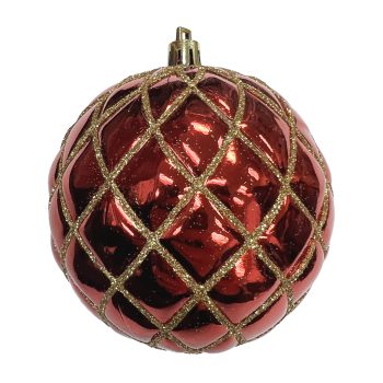 BALL DIAMOND PT. 100MM SHINY RED W/ GOLD GLTR.