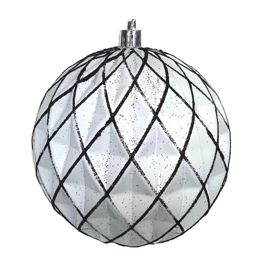 BALL DIAMOND PT. 100MM SHINY WHITE W/ BLACK GLTR.