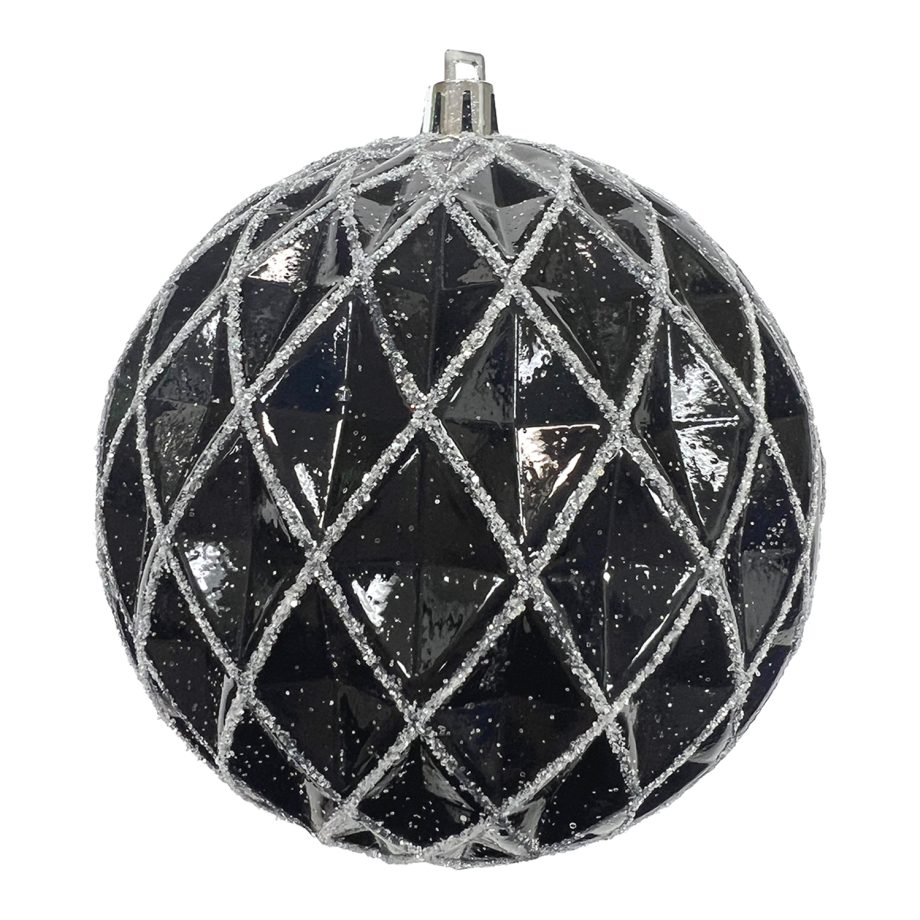 BALL DIAMOND PT. 100MM SHINY BLACK W/ WHITE GLTR.