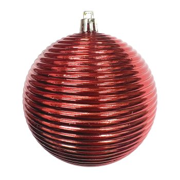 BALL RIBBED 100MM  SHINY RED