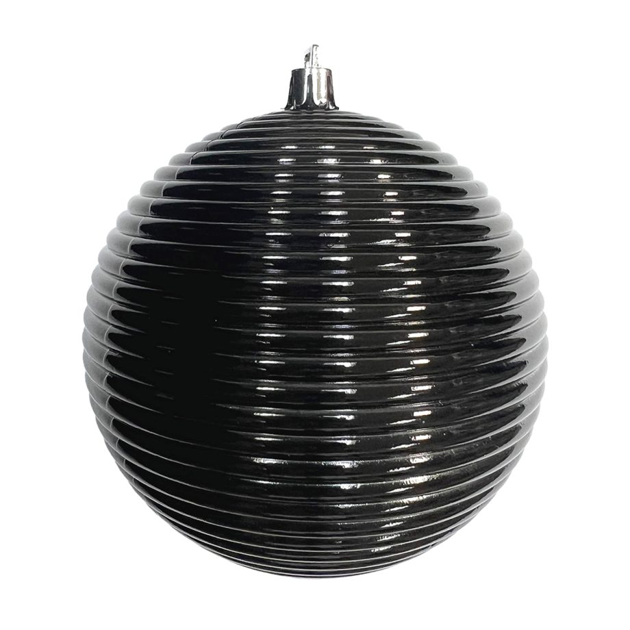 BALL RIBBED 100MM SHINY BLACK
