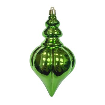 ORN. FINIAL 6" 150MM SHINY GREEN RIBBED