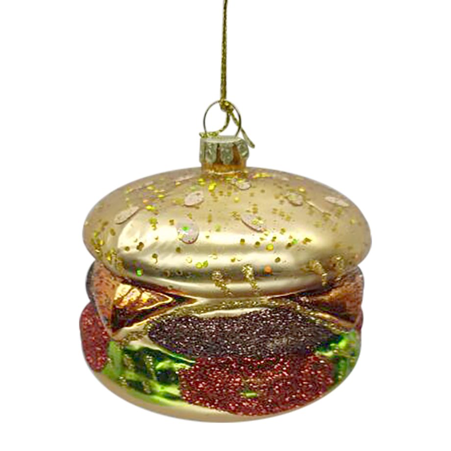 ORN GLASS - HAMBURGER 3" MULTI