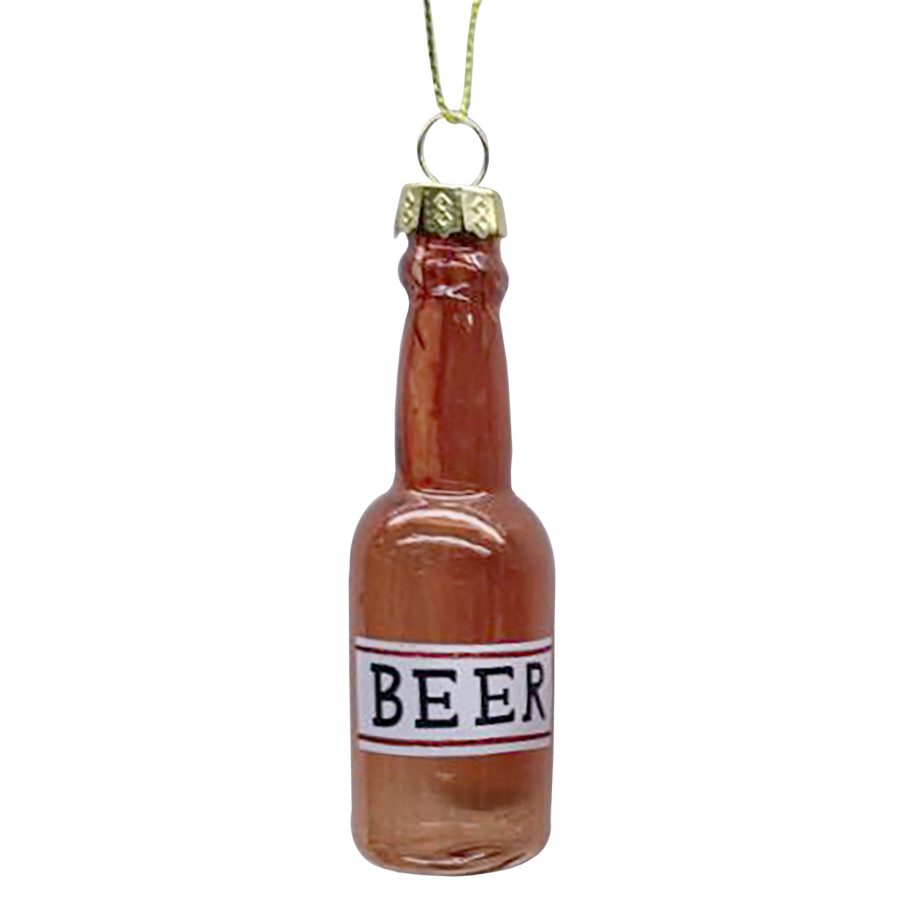 ORN GLASS - BEER BOTTLE 3.5" COPPER