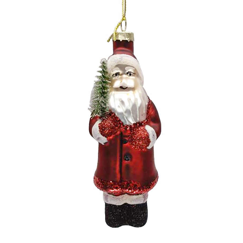 ORN GLASS - SANTA CLAUS 5" RED/MULTI