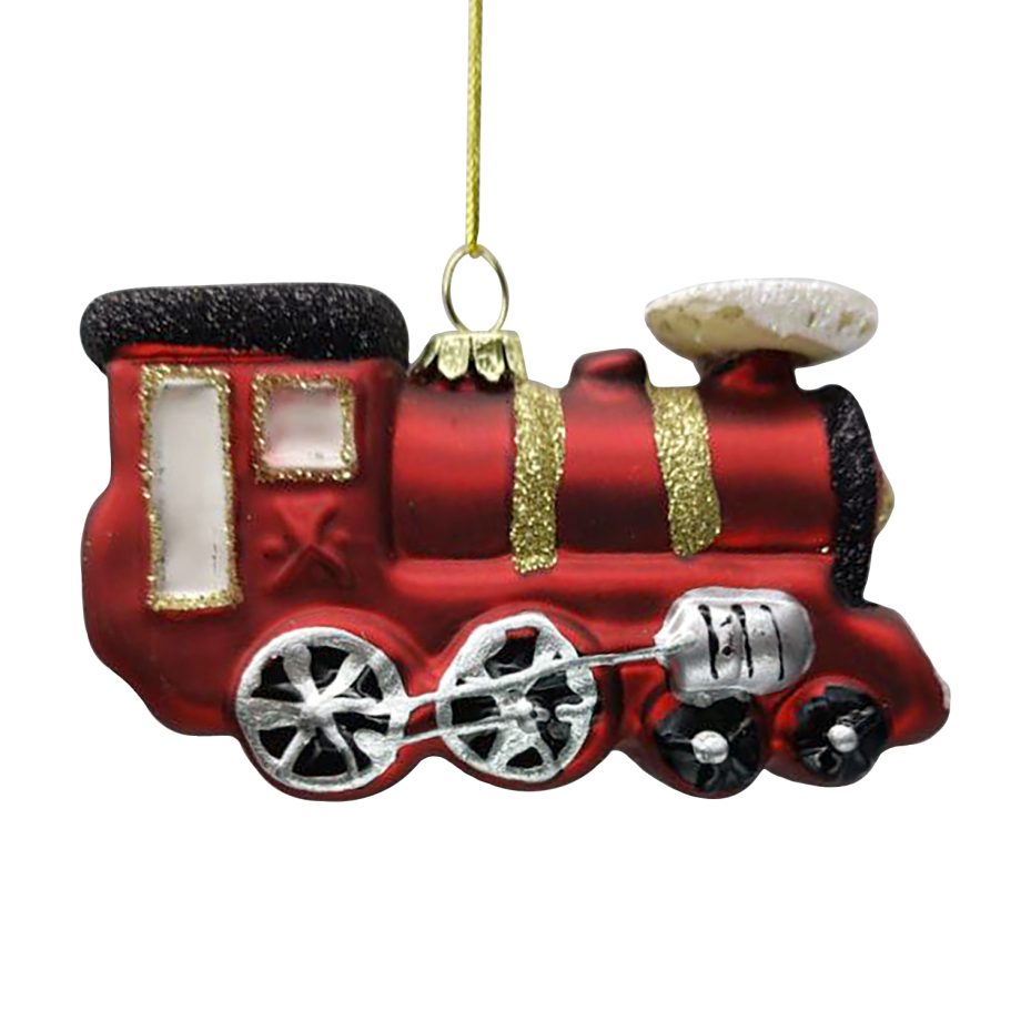 ORN GLASS - TRAIN 4" RED