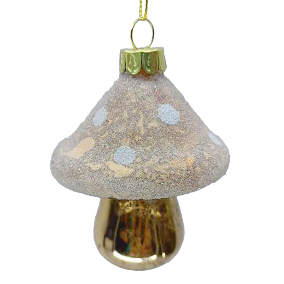ORN GLASS - MUSHROOM 3.5" GOLD SHINY