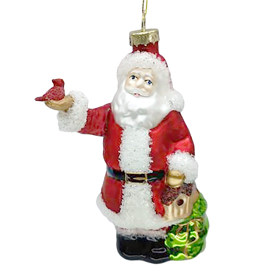 ORN GLASS - SANTA CLAUS 6" RED/WHITE