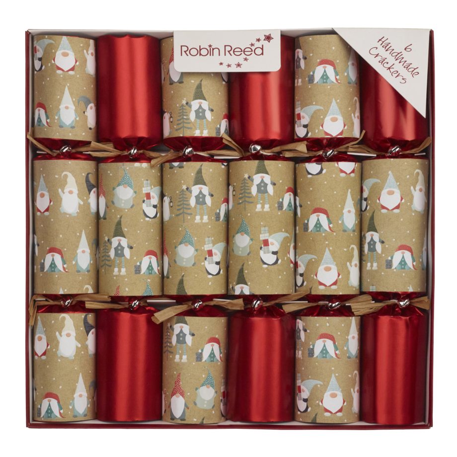 CHRISTMAS CRACKER PREMIUM 6PCX12" FESTIVE GNOME W/ PICCADILLY GIFT INSIDE
