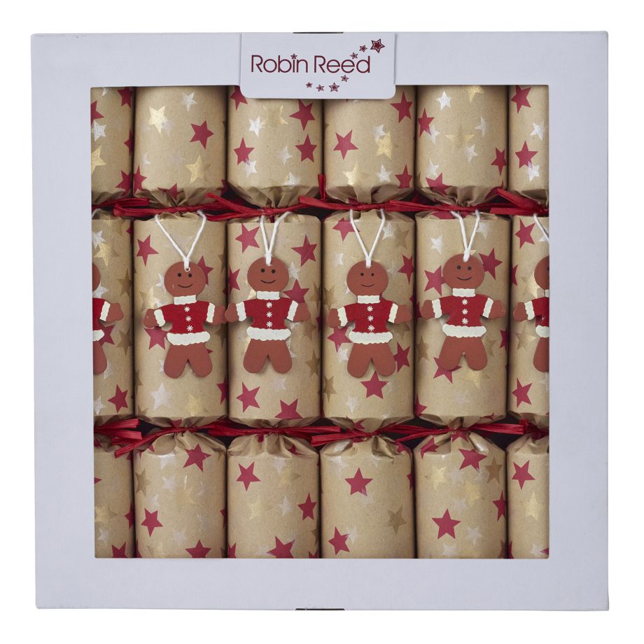CHRISTMAS CRACKER PREMIUM 6PCX12" GINGERBREAD W/ PICCADILLY GIFT INSIDE