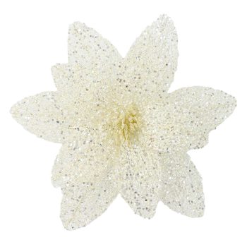 POINSETTIA HEAD IVORY 12" SHEER W/ CLIP