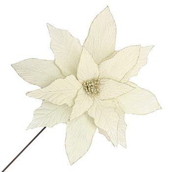 POINSETTIA STEM IVORY 18" HEAD VELVET W/ 20" STEM