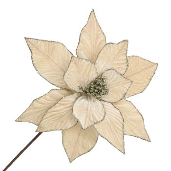 POINSETTIA STEM CHAMPAGNE 12" HEAD VELVET W/ 20" STEM