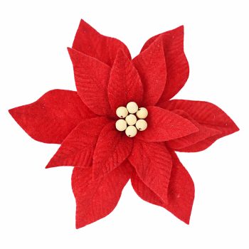 POINSETTIA HEAD RED 11" FELT W/ CLIP
