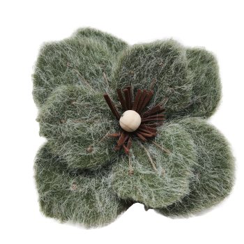 MAGNOLIA HEAD GREEN MOSS 6" FELT FROSTED LOOK W/ CLIP