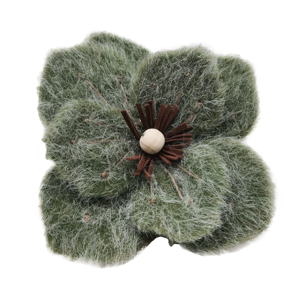 MAGNOLIA HEAD GREEN MOSS 6" FELT FROSTED LOOK W/ CLIP