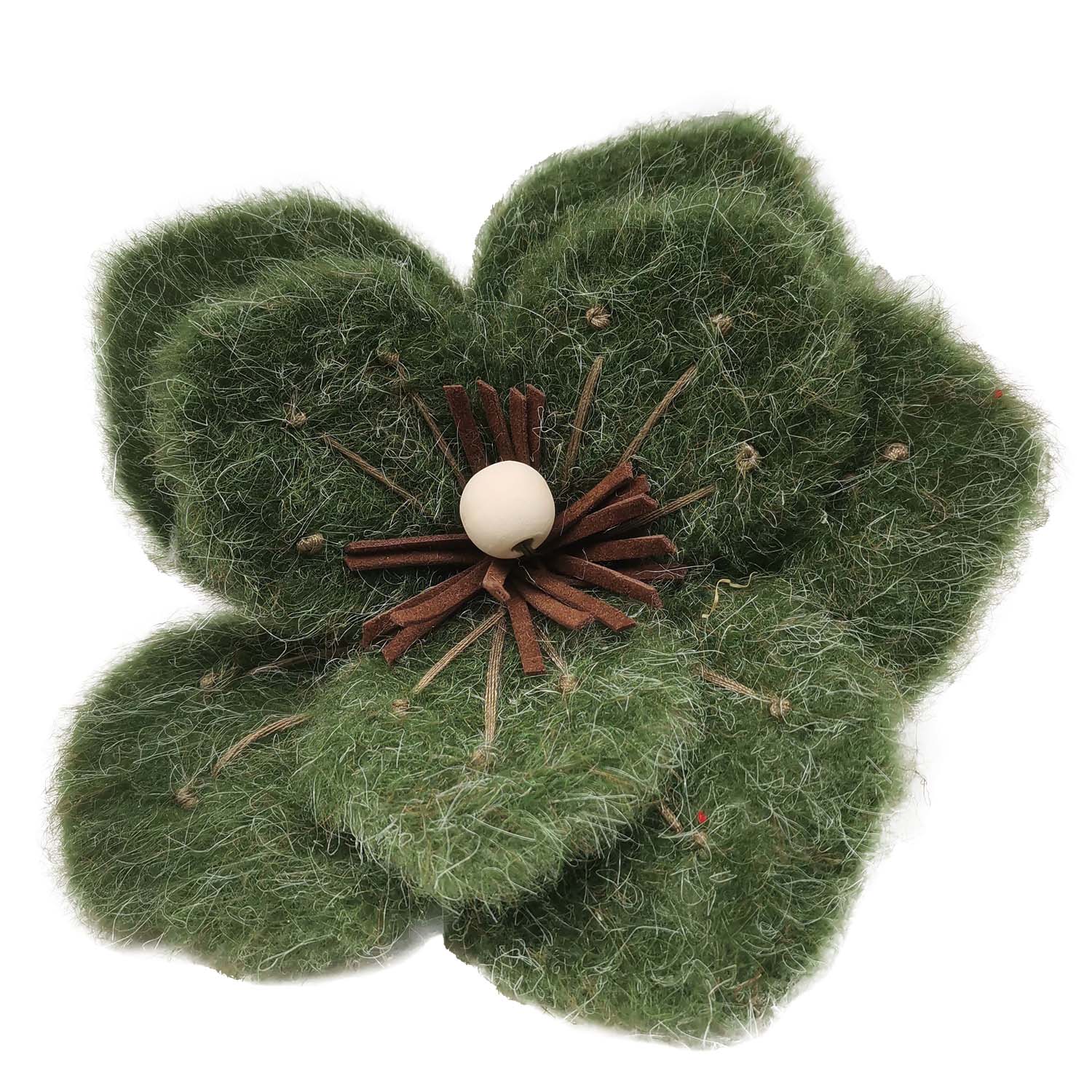MAGNOLIA HEAD GREEN MOSS 6" FELT FROSTED LOOK W/ CLIP