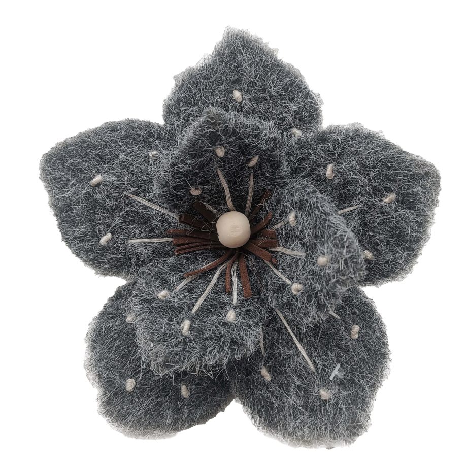MAGNOLIA HEAD GRAY 6" FELT FROSTED LOOK W/ CLIP