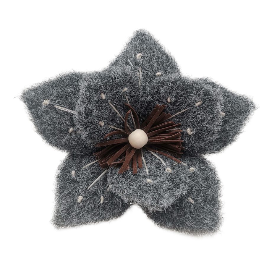 MAGNOLIA HEAD GRAY 7" FELT FROSTED LOOK W/ CLIP