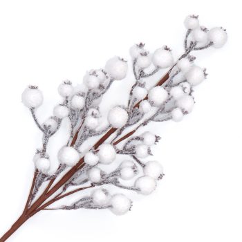 SPRAY BERRY 28" WHITE FROSTED