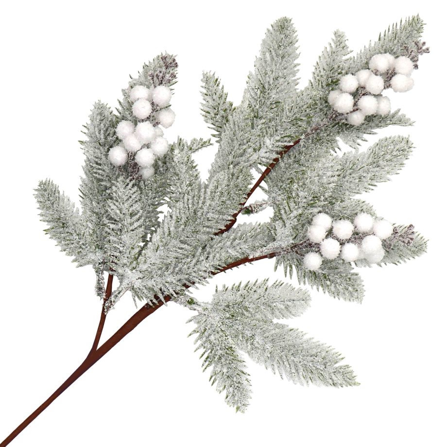 SPRAY FROSTED PINE W/ BERRIES 29" GREEN/WHITE