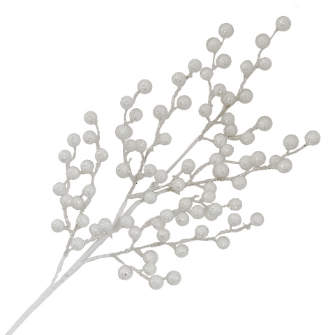 SPRAY BERRY 25.5" WHITE GLITTER