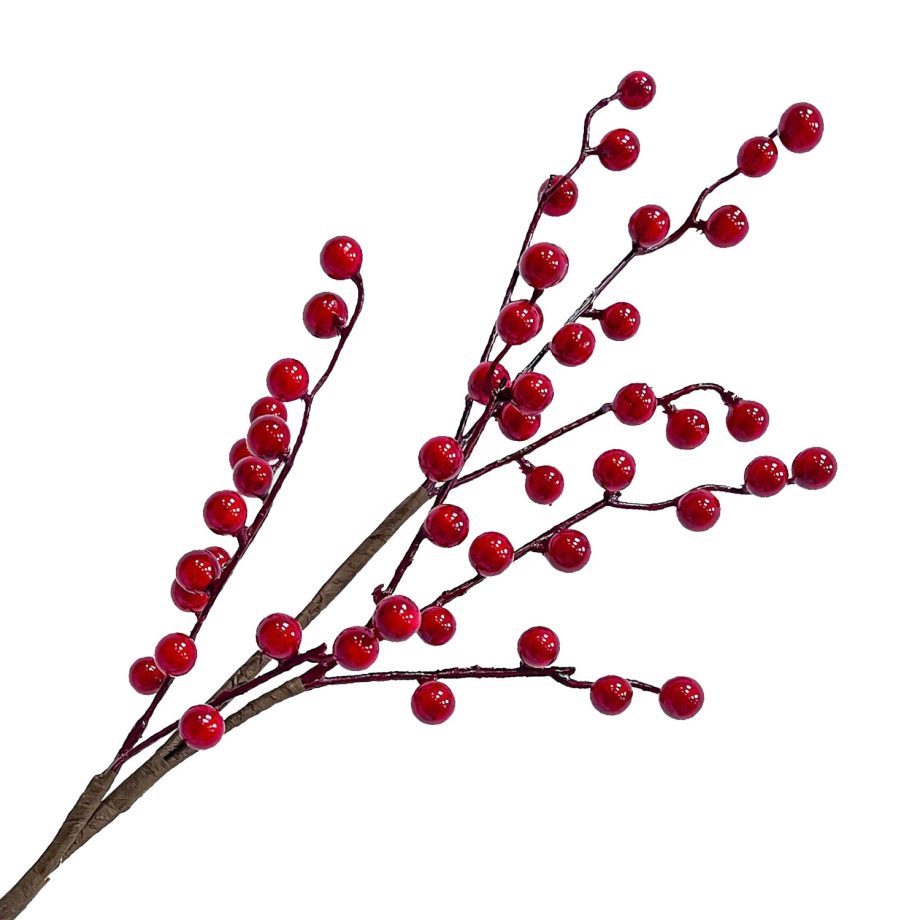 SPRAY BERRY 25" RED SHINY MINI BERRY