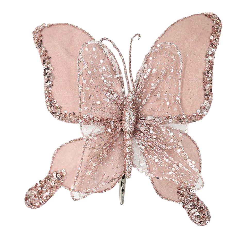 BUTTERFLY PINK 8.5X8.5" VELVET MESH GLITTER