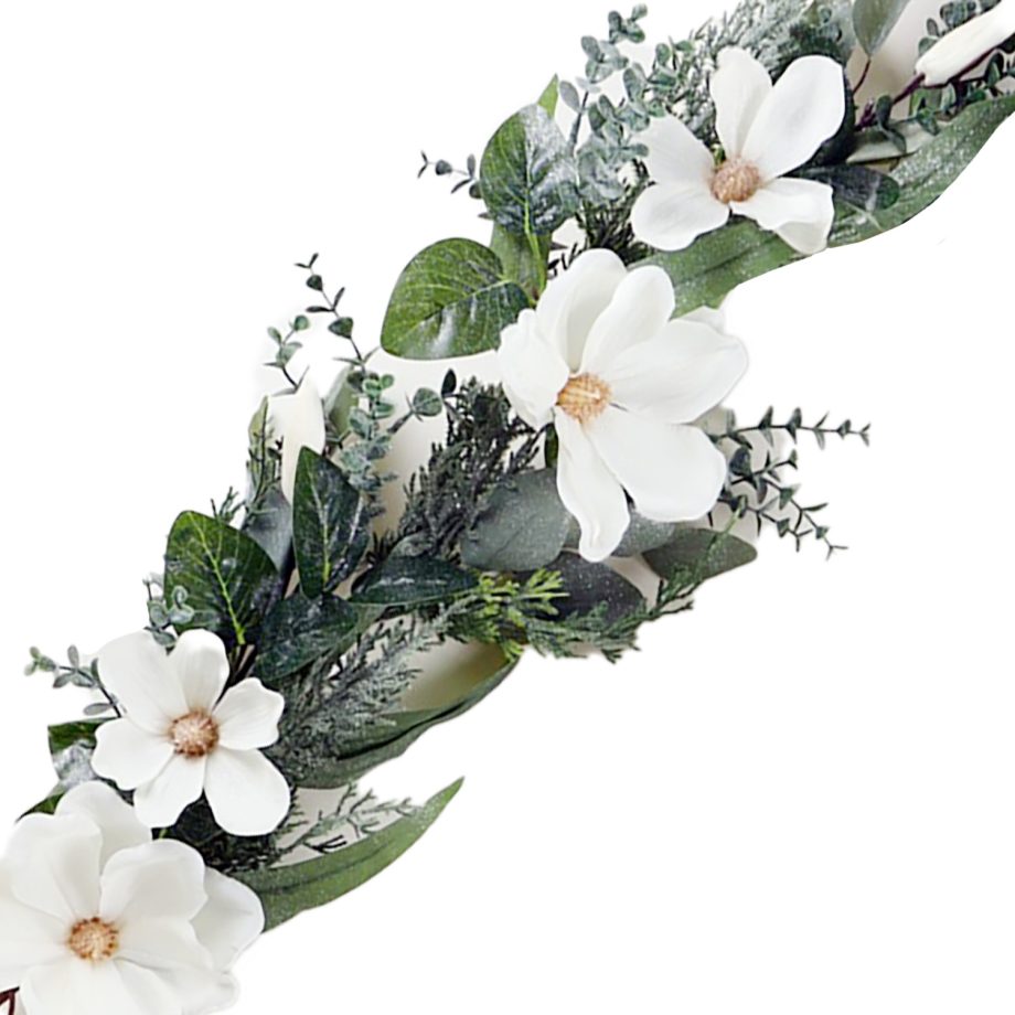 GARLAND WHITE DOGWOOD 60" W/ EUCALYPTUS, & MIXED GREENS