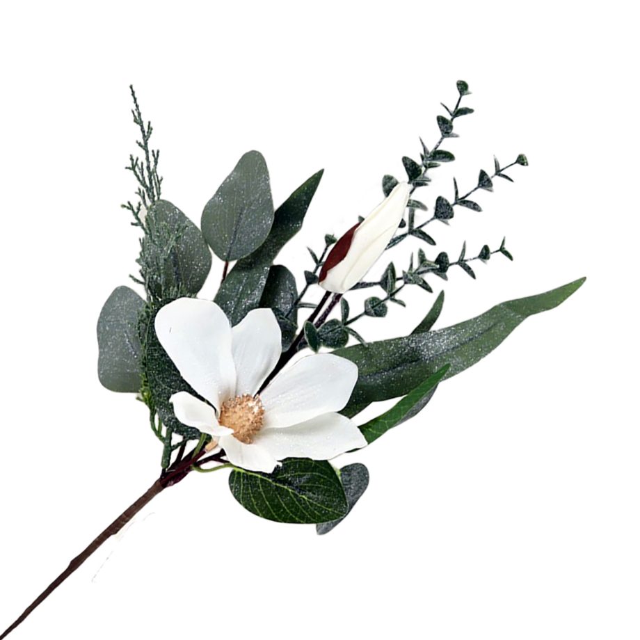 SPRAY WHITE DOGWOOD 16", EUCALYPTUS, MIXED LEAVES