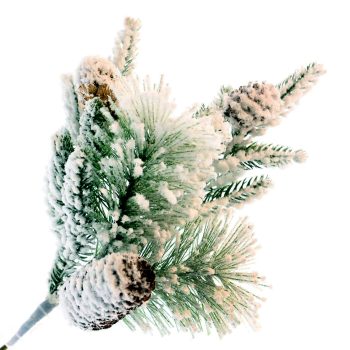PICK PINE FLOCKED 12" MIXED PINE W /PINECONES