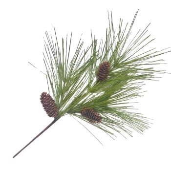 SPRAY PINE 28" LONG NEEDLE W/ CONE MOSS GREEN FLOCK