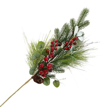 SPRAY GRN PINES 31" MIXED PINE W/ RED BERRIES