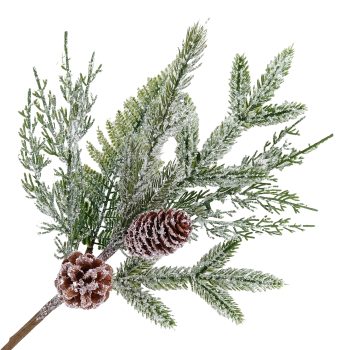 SPRAY PINE FROSTED 17" MIXED PINE W/ PINE CONES