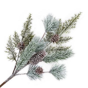 SPRAY PINE FROSTED 19.5" MIXED PINE W/ PINE CONES