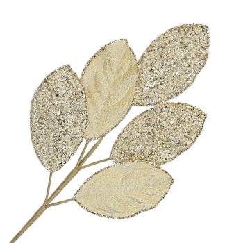 SPRAY LEAVES BAY 28" SILVER GLITTER