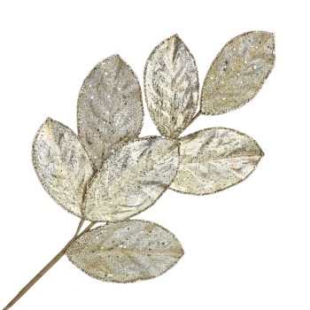 SPRAY LEAVES MAGNOLIA 26.5" GOLD/SILVER  METALLIC W/GLITTER