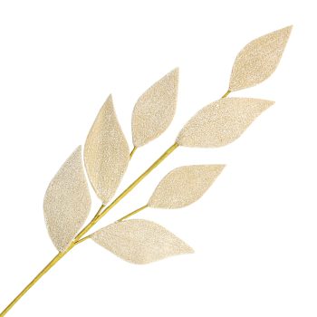 SPRAY LEAVES FABRIC 26" WOOL NATURAL/  FROSTED